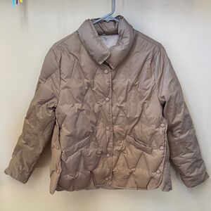Women's Quilted Puffer Jacket - Taupe
